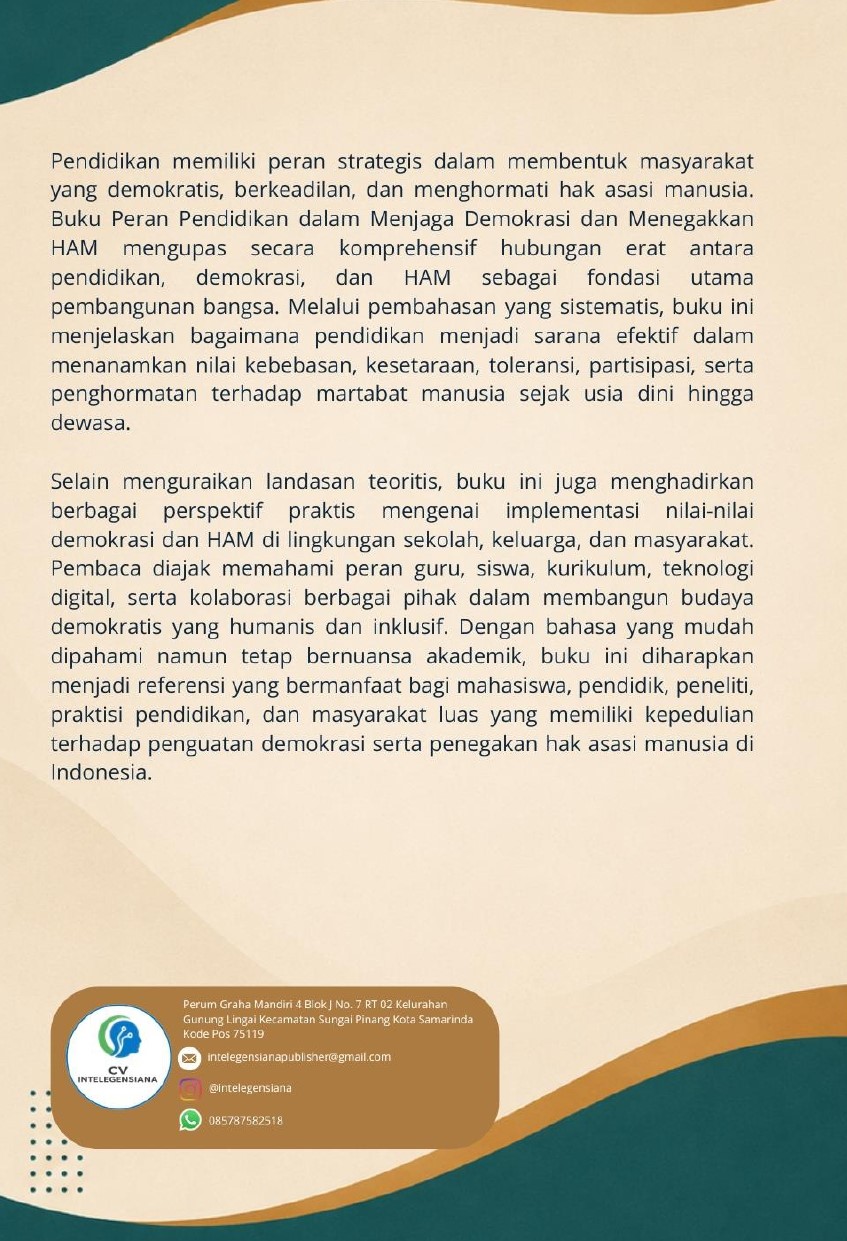 Sampul Belakang Peran Pendidikan dalam Menjaga Demokrasi dan Menegakkan HAM