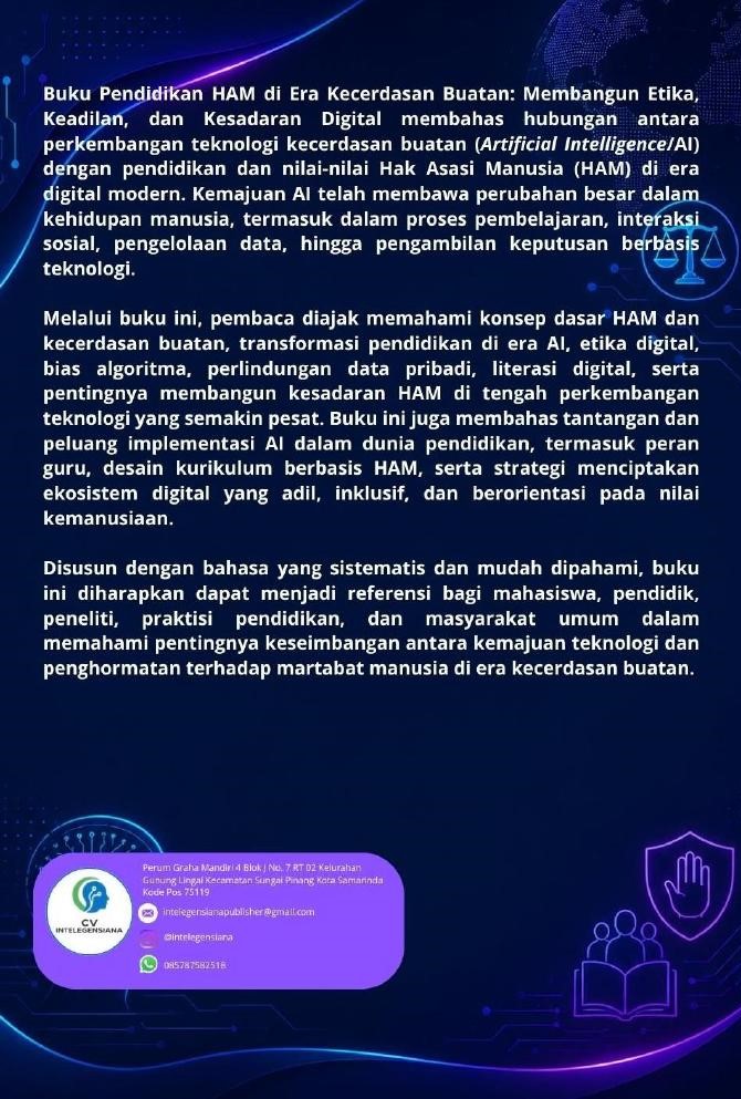 Sampul Belakang Pendidikan HAM di Era Kecerdasan Buatan Membangun Etika, Keadilan, dan Kesadaran Digital
