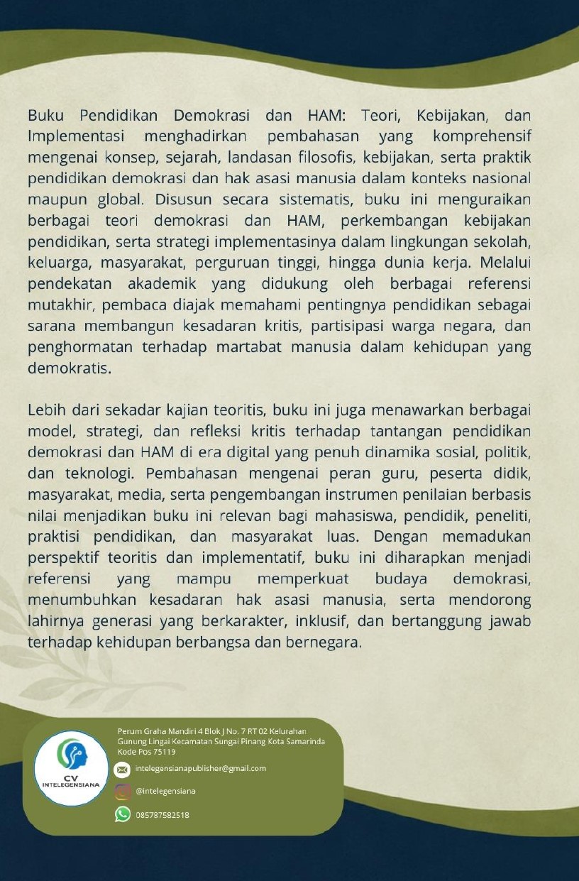 Sampul Belakang Pendidikan Demokrasi dan HAM Teori, Kebijakan, dan Implementasi