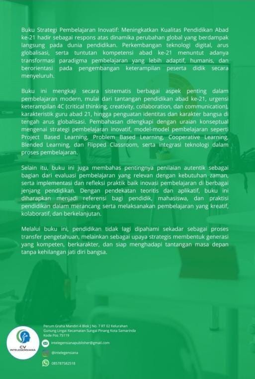 Sampul Belakang Srategi Pembelajaran Inovatif: Meningkatkan Kualitas Pendidikan Abad Ke-21