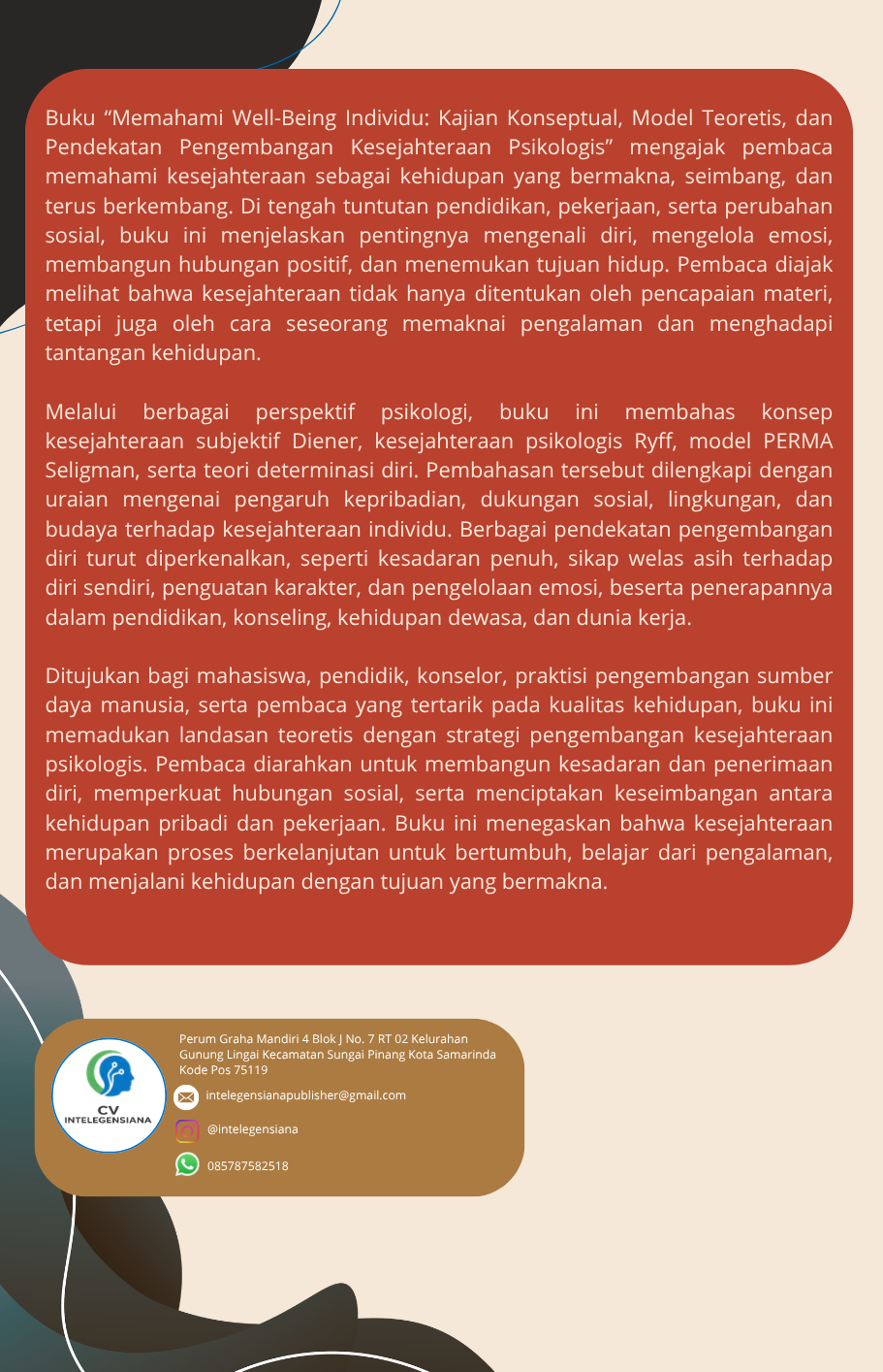 Sampul Belakang Memahami Well-Being Individu Kajian Konseptual, Model Teoretis, dan Pendekatan Pengembangan Kesejahteraan Psikologis