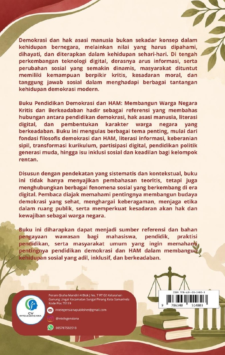 Sampul Belakang Pendidikan Demokrasi dan HAM Membangun Warga Negara Kritis dan Berkeadaban
