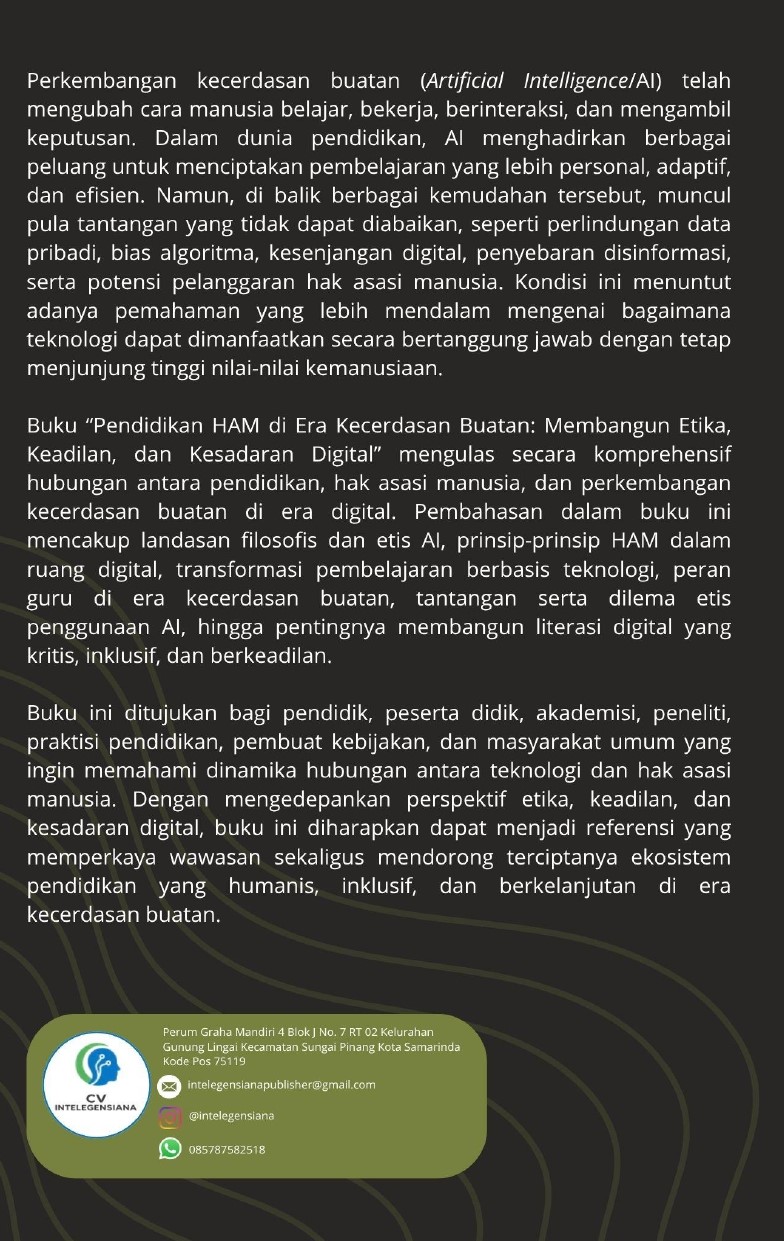 Sampul Belakang Pendidikan HAM di Era Kecerdasan Buatan Membangun Etika, Keadilan, dan Kesadaran Digital
