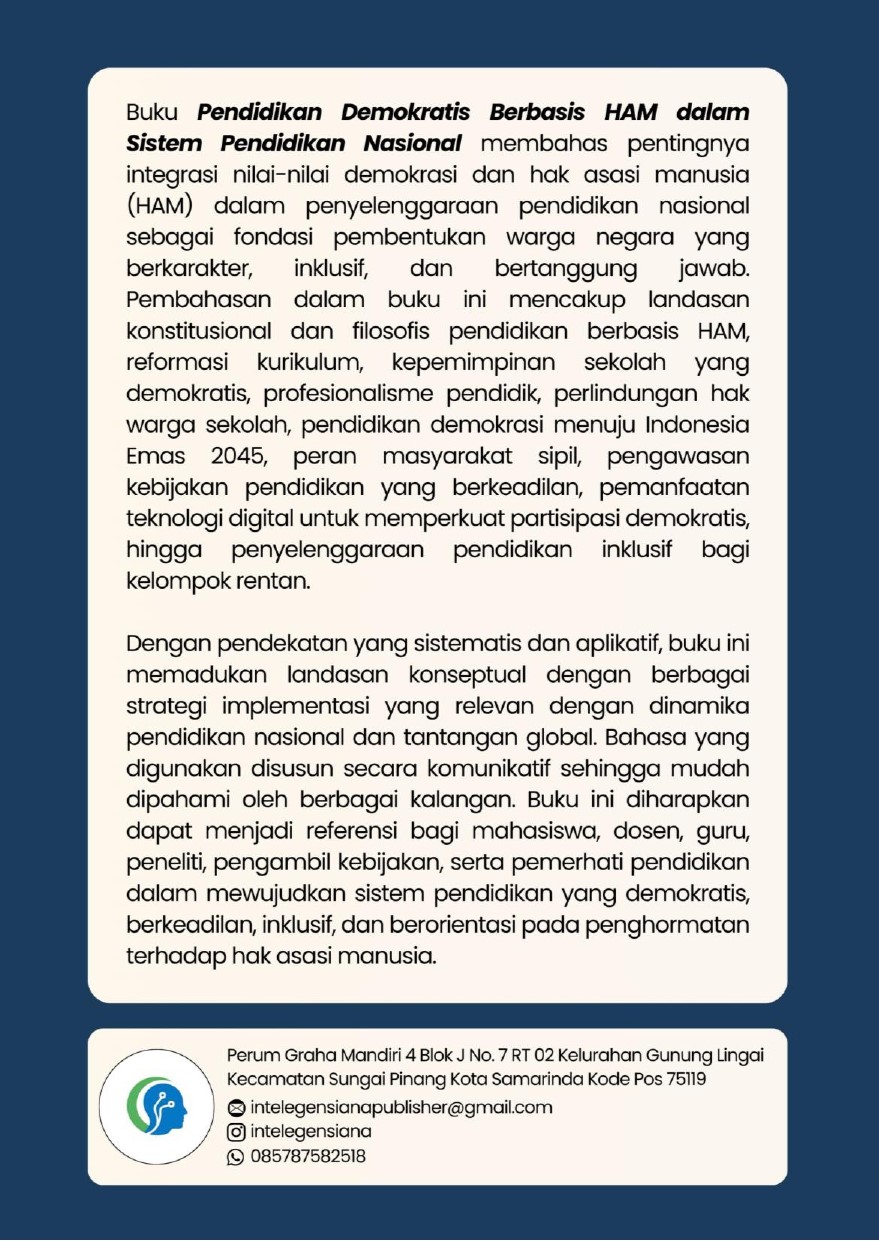 Sampul Belakang Pendidikan Demokratis Berbasis HAM dalam Sistem Pendidikan Nasional